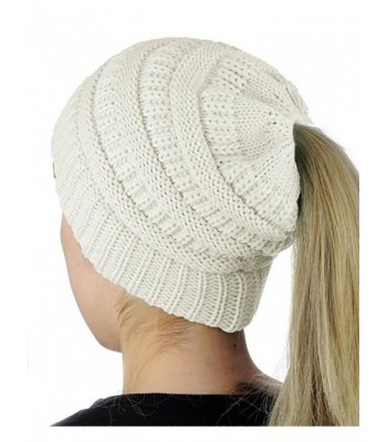 Haolong Women's Winter Warm knitting High Bun Ponytail Hat - White - C51882KZOAR