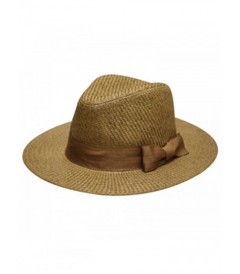 Pamoa Unisex Pms470 Solid Wide Brim Straw Fedora (4 Colors) - Brown - CK12D8KW9Z9