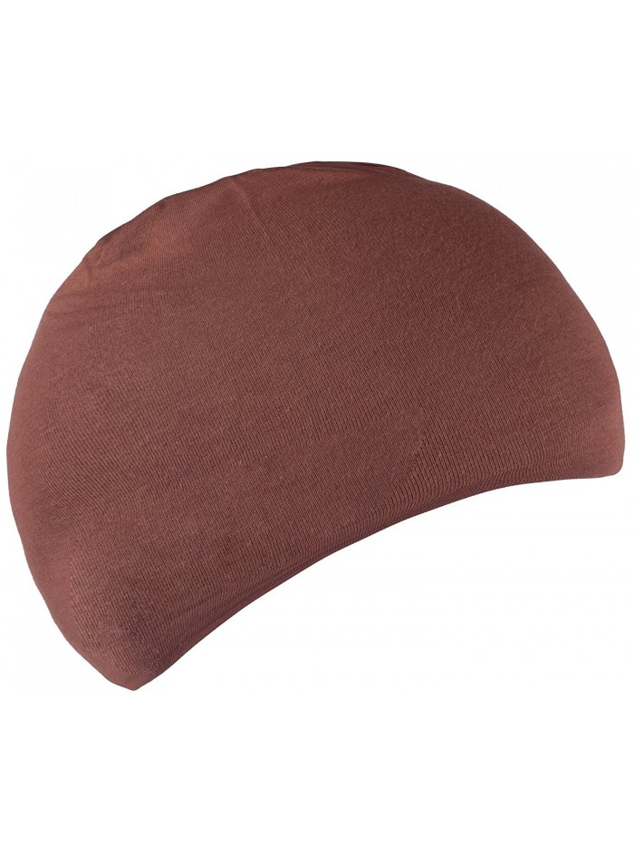 Cotton Sleep Cap for Men Women Kids Boys Soft Nightcap Beanie Hats for Hairloss - Brown - CU185WU495L
