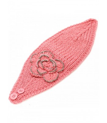 700hb 47a Crocheted Headband Flower Decoration 9colors in Women's Cold Weather Headbands