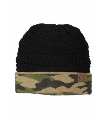 ScarvesMe CC Hot and New Camouflage Camo Print Knit Cuff Beanie Warm Winter Hat Skully Cap - Black - CQ12N39065L