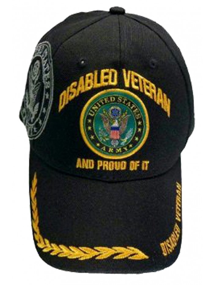 Disabled Veteran US ARMY Baseball Cap Black Logo Hat Proud of It Golden Wreath - CS11KW02ATN