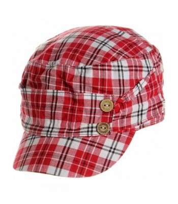 LL Women's Spring Summer Plaid Cadet Caps - Red - CS118SPXJ8B