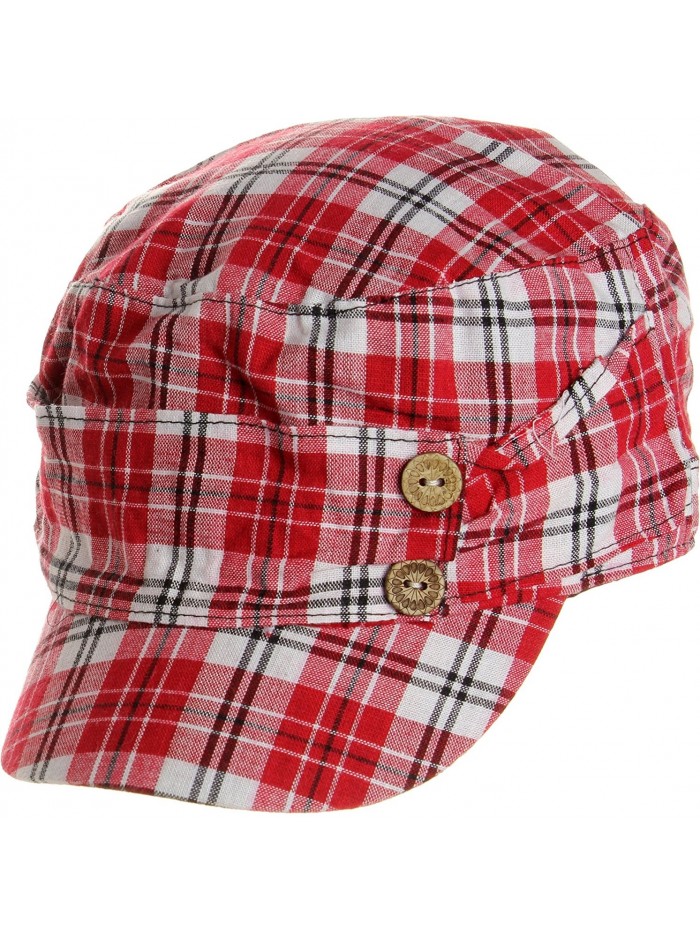 LL Women's Spring Summer Plaid Cadet Caps - Red - CS118SPXJ8B