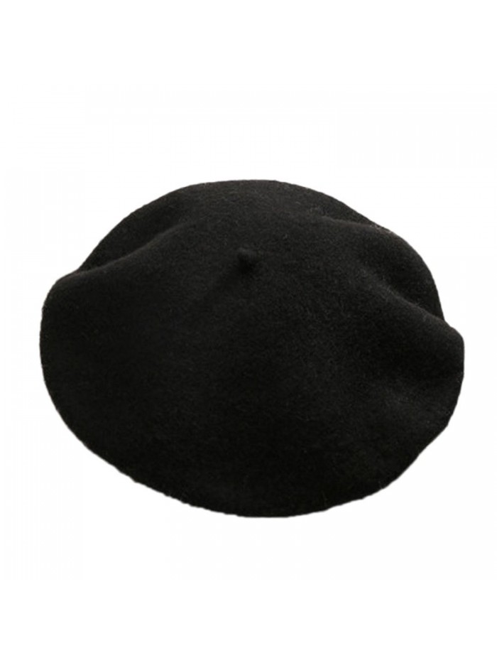 Yamer Women Girl 2017 Classic Wool Beret Hat French Style Cap Solid Color Beanie - Black - CP188HAMER7