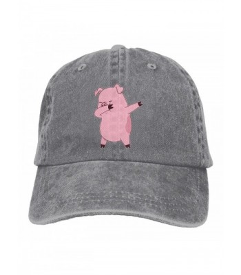Men's Or Women's Pig Dabbing Yarn-Dyed Denim Baseball Hat Adjustable Trucker Cap - Ash - C2187W487D7