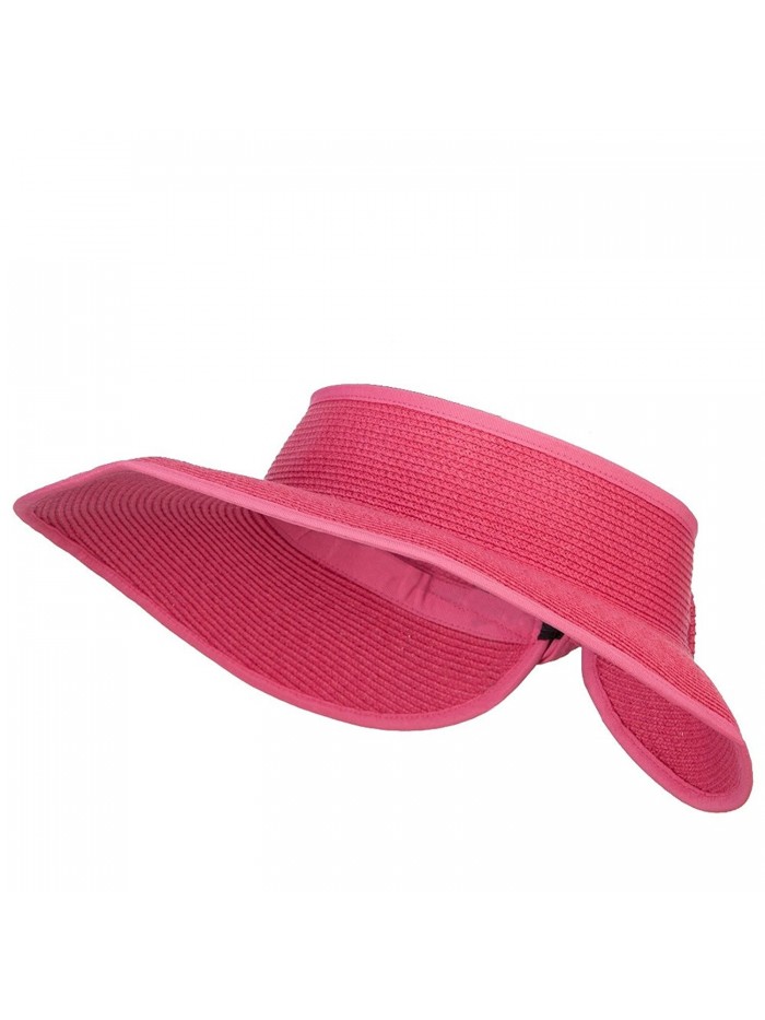 UPF 50+ Bow Tie Tweed Roll Up Visor - Hot Pink - CW187NDNRWC