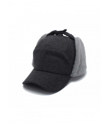 SUMBAGO Women's Ushanka Earflaps Flat Cap Winter Woolen Harajuku Bomber Trapper Russian Hats - Dark Gray - C4188XT3OXY