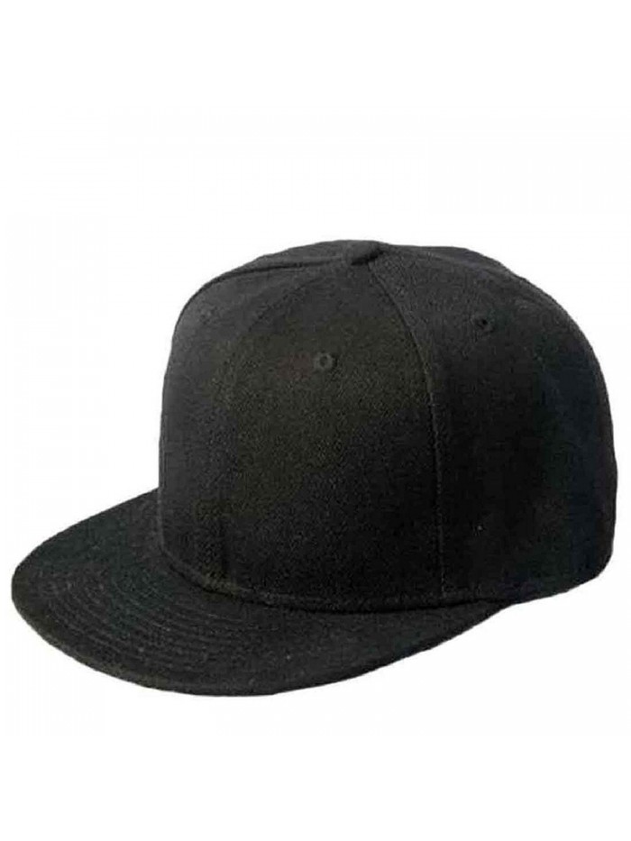 Welcomeuni Black Blank Plain Snapback Hats Hip-Hop Adjustable Bboy Baseball Cap - CB128S5M2DX