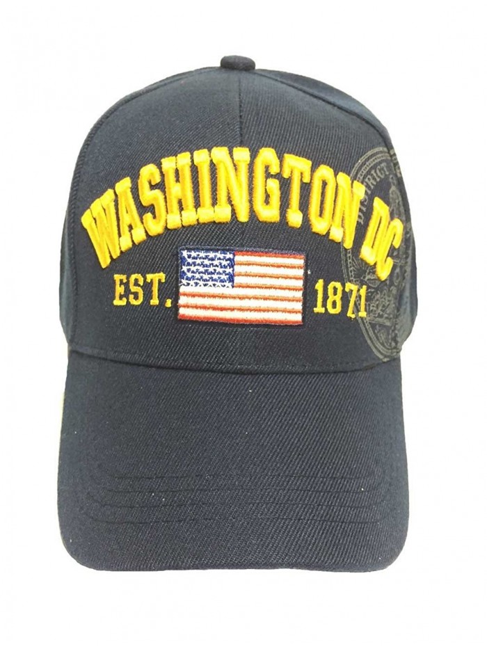 Aesthetinc American Flag Washington DC Baseball Cap with Great Seal Print Embroidered - Navy - CO11WQR6C45