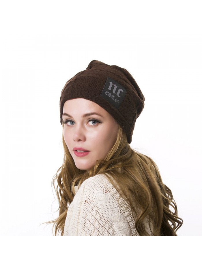 Nine City Stylish Unisex Baggy Beanie Slouchy Crease Knit Beanie Baggy Skull Cap Hat (Coffee) - C912MN19K33