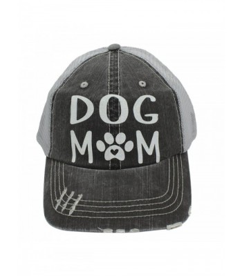 Dog Mom Paw Print Heart Women Trucker Cap Hat White Glitter - CF185UKIWID
