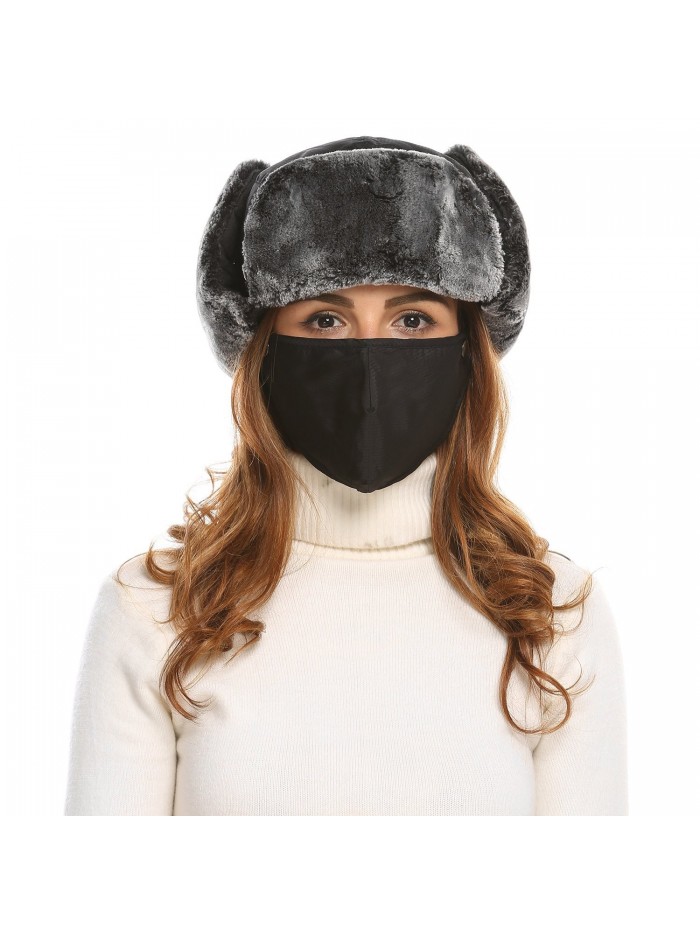 Zeagoo Trooper Trapper Russian Hats Aviator Winter Cap with Windproof Mask - Black - C2186I05G9D