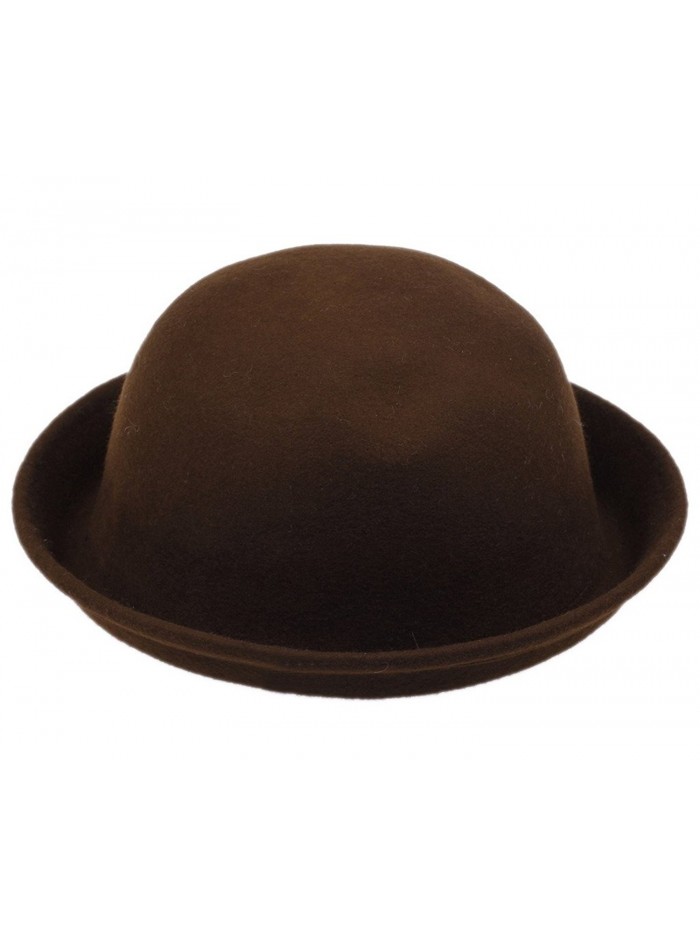 COMVIP Vintage Trendy Cloche Cap Women Warm Bowler Derby Hat - Coffee Cloche - CA17YZAU9E5