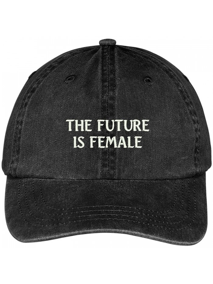 Trendy Apparel Shop The Future Is Female Embroidered Soft Washed Cotton Adjustable Cap - Black - CS17YT4TRR3