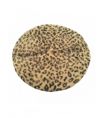 Joyhy Women's Leopard Fluffy Classic French Style Beret Beanie Hat - Camel2 - CB12LCPLATR