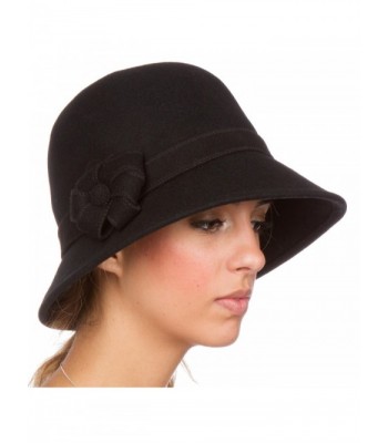 Sakkas Molly Vintage Style Wool Cloche Hat - Black - CC11GBXKJ9T