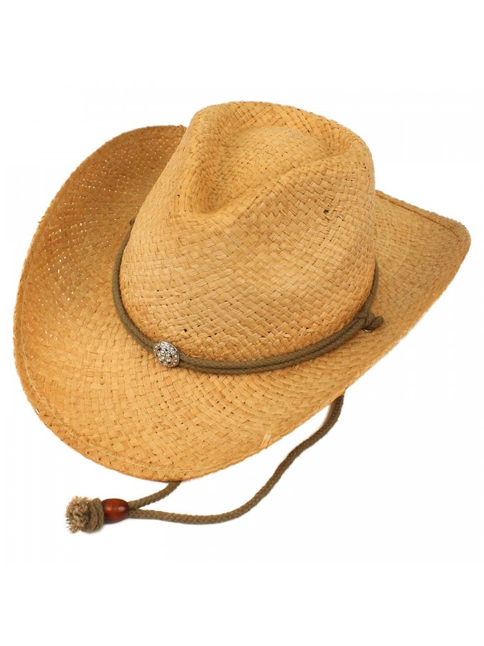Bling Chin Strap Vented 100% Raffia Straw Shapeable Cowboy Hat ...