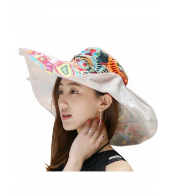 Women's Anti-UV Sun Protective Wide Brim Reversible Floppy Sun Hat Beach UPF 50+ - Off-white - C112DOPKR2F