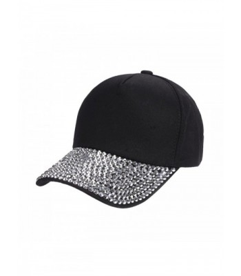 Besde Women Men Cotton Baseball Cap Rhinestone PAW Shaped Snapback Hat - Black - CN184G8Y45S