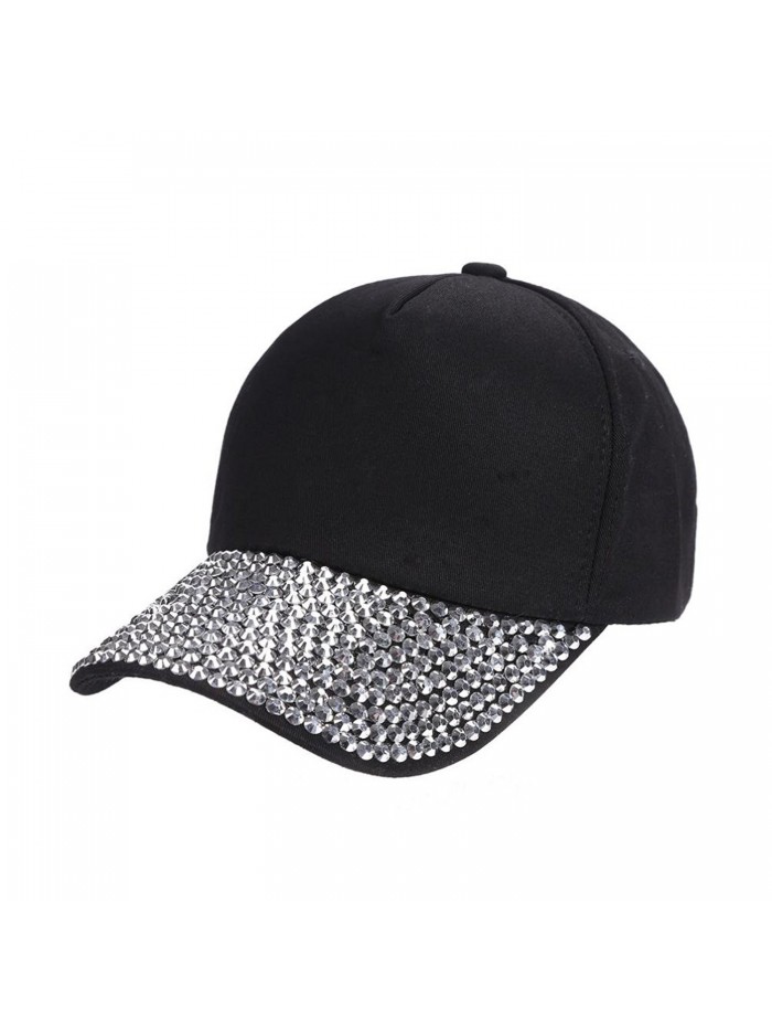 Besde Women Men Cotton Baseball Cap Rhinestone PAW Shaped Snapback Hat - Black - CN184G8Y45S