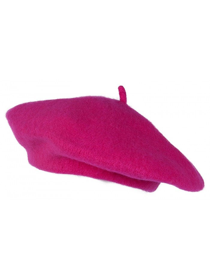 TOP HEADWEAR TopHeadwear 100% Wool Fashion Beret - Hot Pink - CZ128XVO4FV