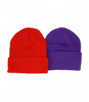 Great Deals! 2 Pack Beanies / 1 Red 1 Purple / Red Hat Ladies - CM113ZM4YJP