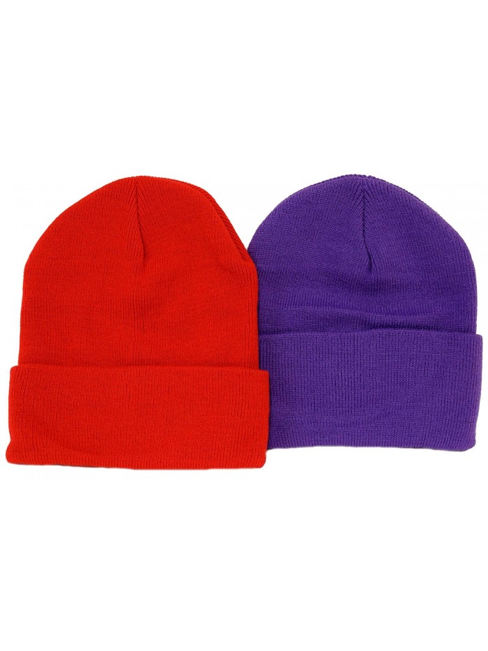 Great Deals! 2 Pack Beanies / 1 Red 1 Purple / Red Hat Ladies - CM113ZM4YJP