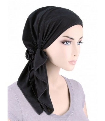 Turban Scarves Pre Tied Bandana Cancer - 02- Raven Black (Blended Knit) - CE12DSU57QR