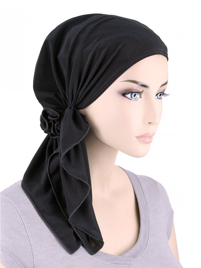 Turban Scarves Pre Tied Bandana Cancer - 02- Raven Black (Blended Knit) - CE12DSU57QR