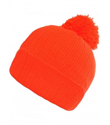 Simplicity Unisex Winter Beanie Hats with Pom- 100% Acrylic Many Colors - Orange - C011PGU9FB1