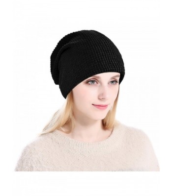 Vbiger Winter Warm Beanie Hat Knit Hats Slouchy Beanie Cap with Fleecy Lining Unisex for Men Women - Black - CV185YTOEA0