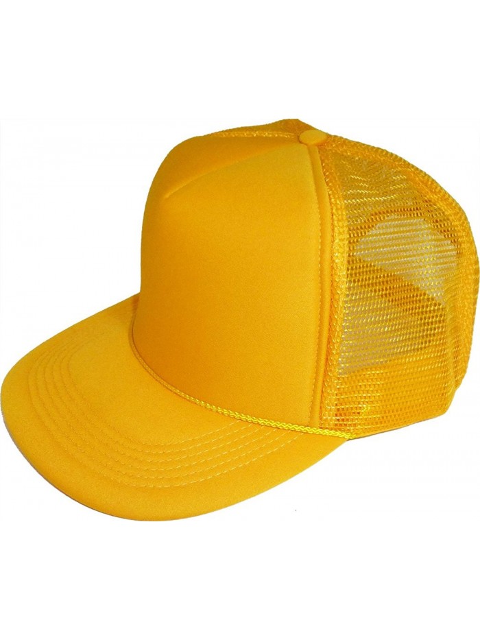 Enimay Solid Color Curved Mesh Trucker Hat Cap (Many Color Curveds Available) - Gold - CU11OWQSJBR