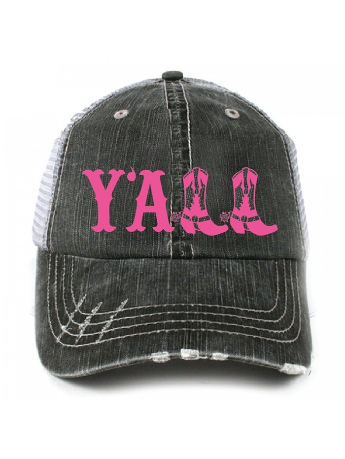 Y'all Southern Country Women's Trucker Hat Cap by Katydid - Hot Pink - CU11RGQIK5Z