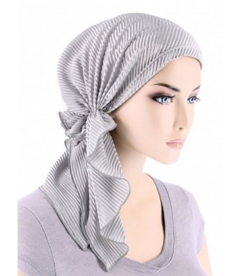 Turban Scarves Pre Tied Bandana Cancer - 06- Plisse Silver Gray (Plisse Satin) - C0182ONTAMZ