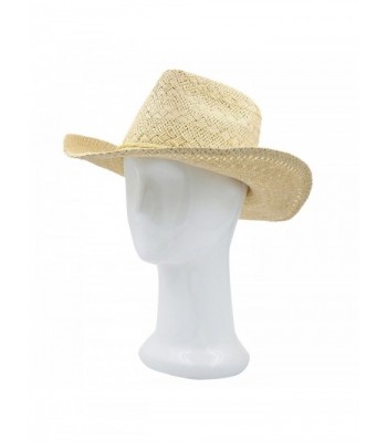 Premium Solid Color Lace Braided Straw Cowgirl Cowboy Hat - Different Colors - Beige - CQ125X59A8P