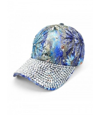 Bling Studs Blue Flower Baseball Cap - CA17XMOZ65X