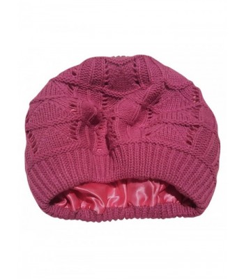 Always Eleven Satin Lined Knit Beret Hat - Pink - CV12O0PJIK6