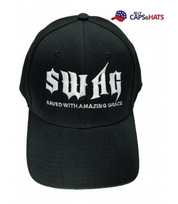 Christian Hat SWAG Saved With Amazing Grace Black Cap and Bumper Sticker - C511V2O37OB
