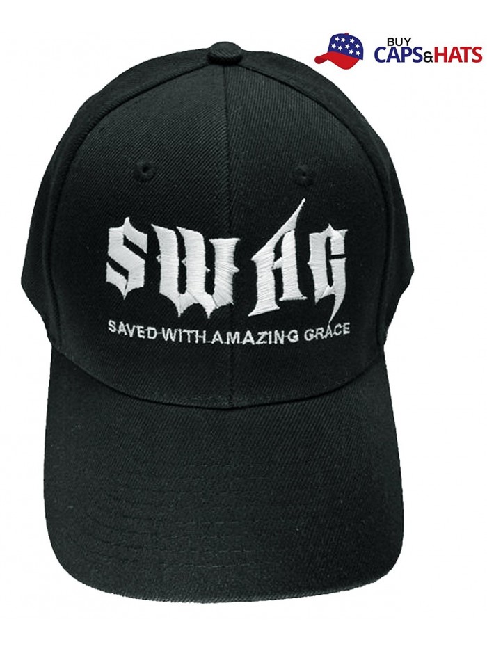 Christian Hat SWAG Saved With Amazing Grace Black Cap and Bumper Sticker - C511V2O37OB