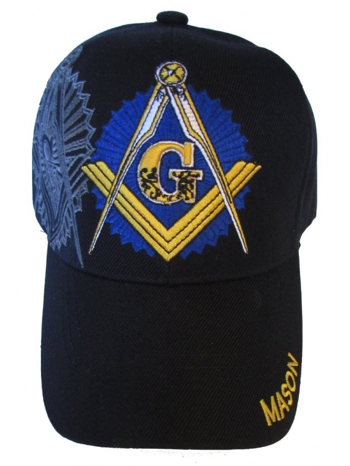 Freemason Embroidered Black Adjustable Hat Mason Masonic Lodge Baseball Cap - CG11GRNNLE3