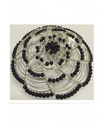 Alef Judaica Elegant Dressy Beaded Wire Kippah For Women - Black - CR127M9RV2D