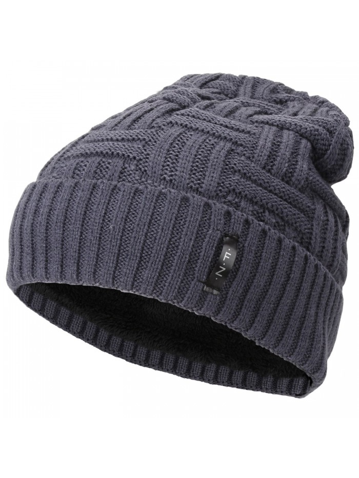 Fantastic Zone Beanies Skull Caps Striped Knit Skull Caps Beanie Winter Hats for Men - Grey - CA1857QWL8G