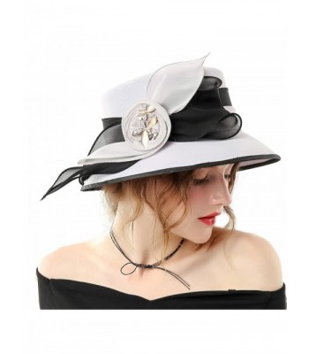 June's Young Women Hat Formal Dress Hat Chiffon Fabric Feather Two Tone Colors - Grey Black-1 - C0186YLY8WK