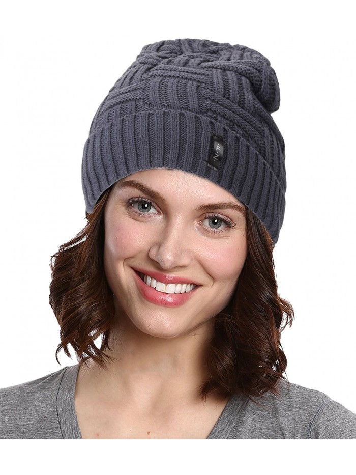 Beanies Skull Caps Striped Knit Skull Caps Beanie Winter Hats for Men - Grey - CA1857QWL8G