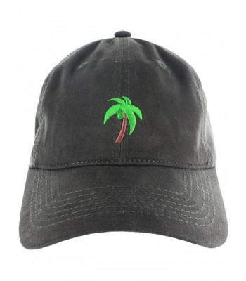 Palm Tree Hat Dad Hat Coconut Tree Embroidered Adjustable Baseball Cap - Dark Green - C312ICHKN2T