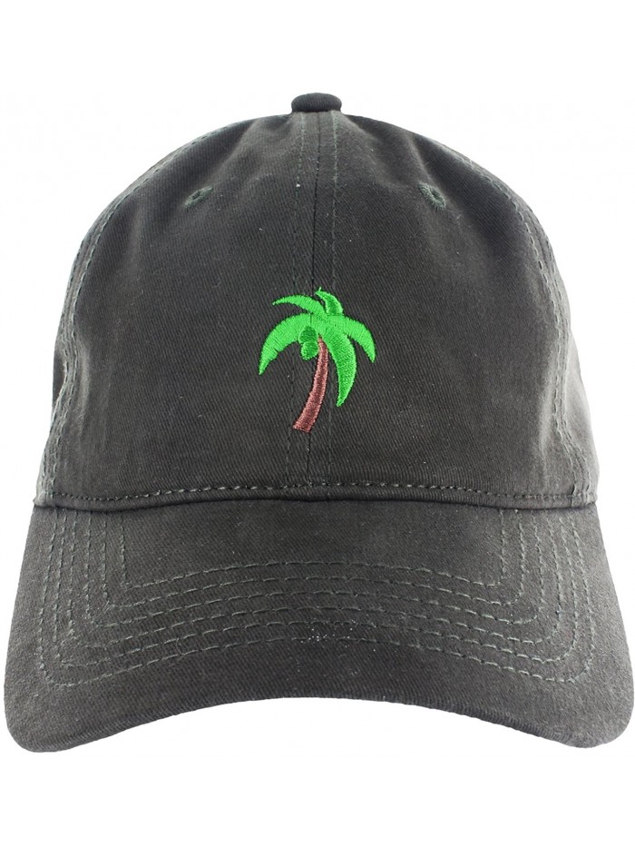 Palm Tree Hat Dad Hat Coconut Tree Embroidered Adjustable Baseball Cap - Dark Green - C312ICHKN2T