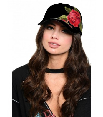 Ava Adorn Women's Rock n' Rose Baseball Cap - Black - CV1857CRIE2