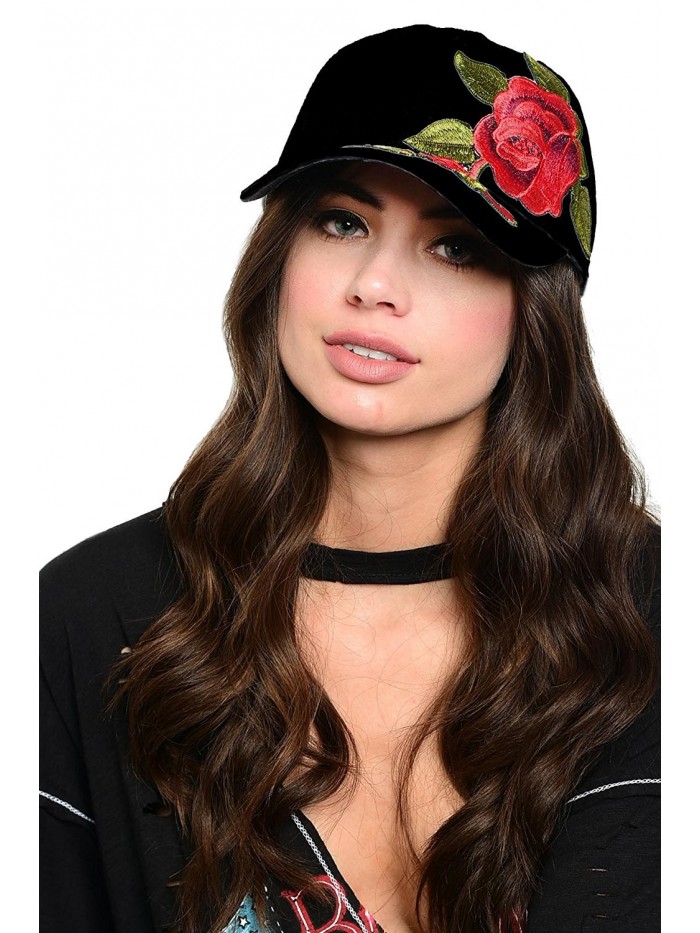 Ava Adorn Women's Rock n' Rose Baseball Cap - Black - CV1857CRIE2