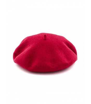 JOOWEN Women's Vintage Plain Beret Hat Girls Wool Warm Beanie Cap - Red - CC12NAYS5I7